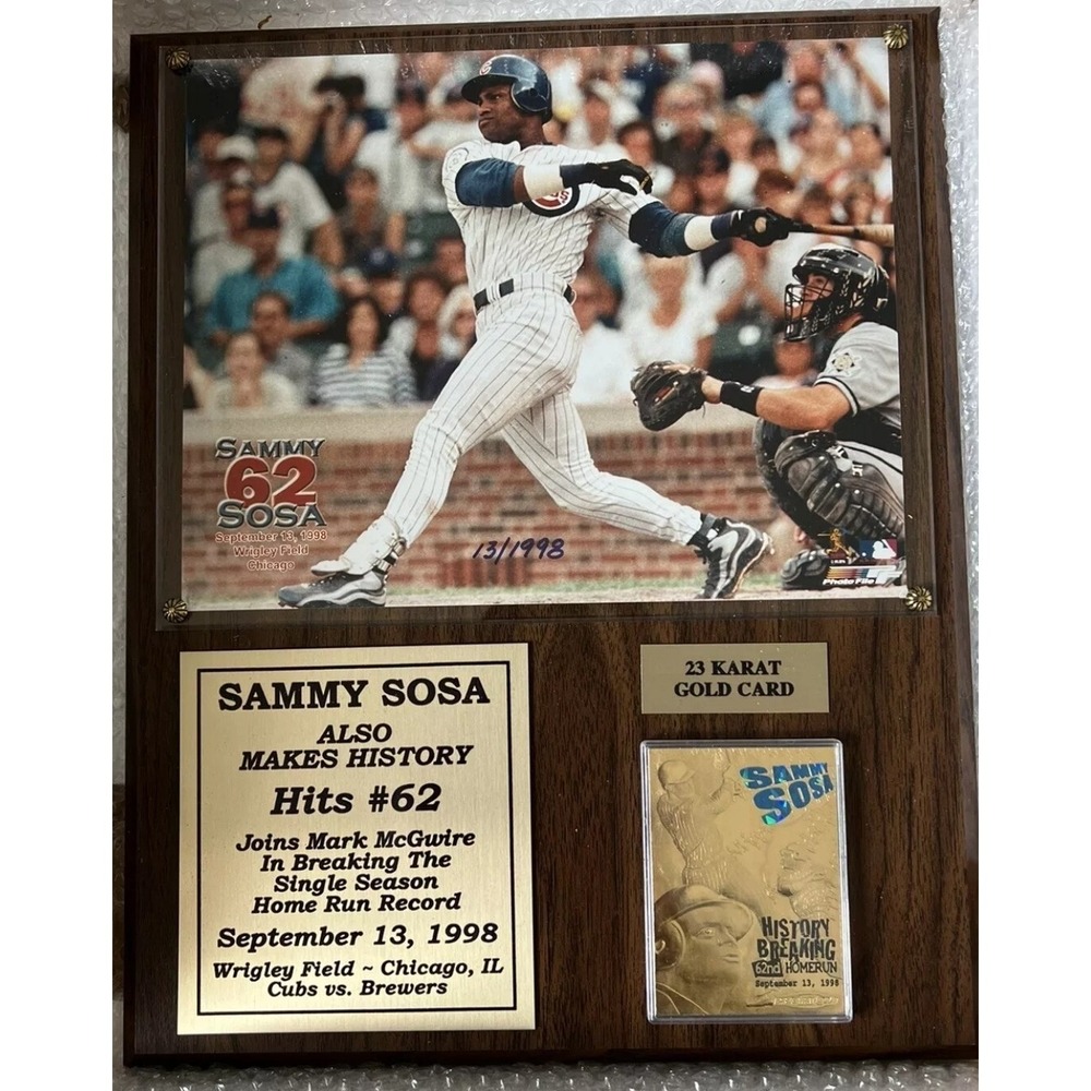 Sammy Sosa Home Run Breaking 1998  Plaque Limited Edition   13/1998  15x12 New